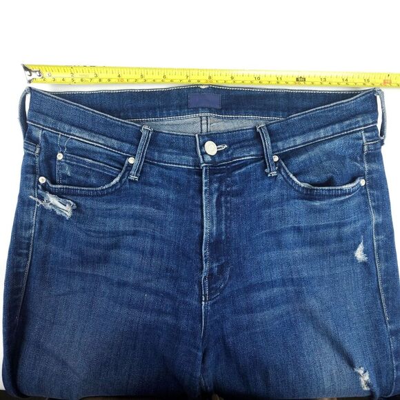 MOTHER The Rascal Ankle Undone Step Fray Raw Hem Jeans Dark Graffiti 90s Model - Picture 3 of 10